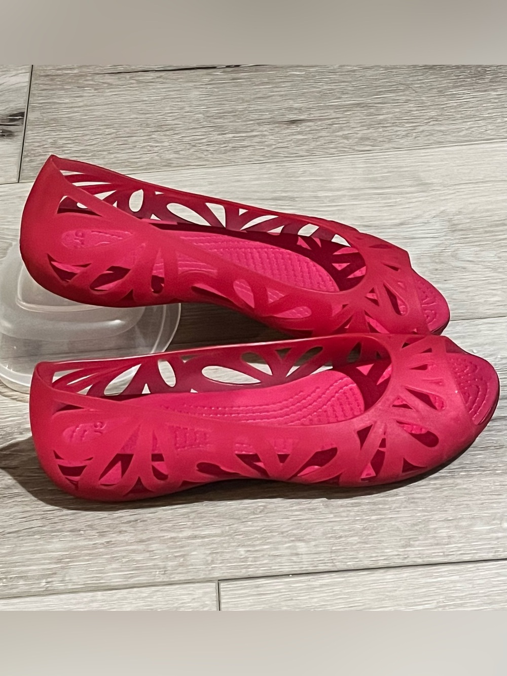 Crocs Adrina III Jelly Flat Laser Cut Slip On Open Toe Sandals Raspberry Size 9